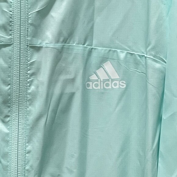 New Adidas Aeroready Jacket Small Full Zip Hood Ice Mint White Lightweight NWT - Picture 5 of 10
